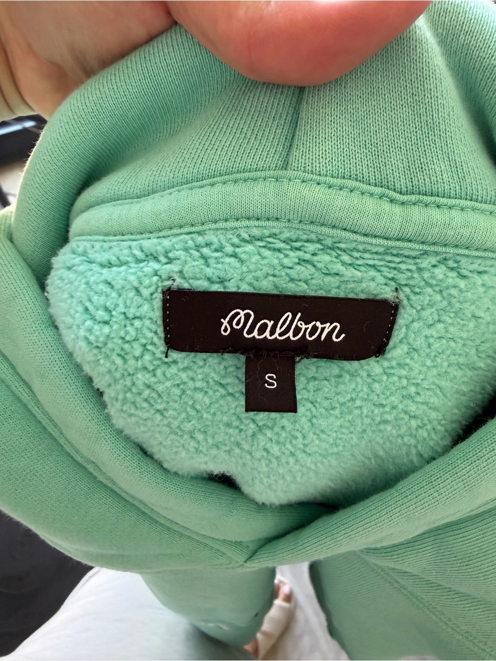 MALBON Mint Green Pullover Hoodie - Men's Hooded Sweatshirt - Picture 2 of 2